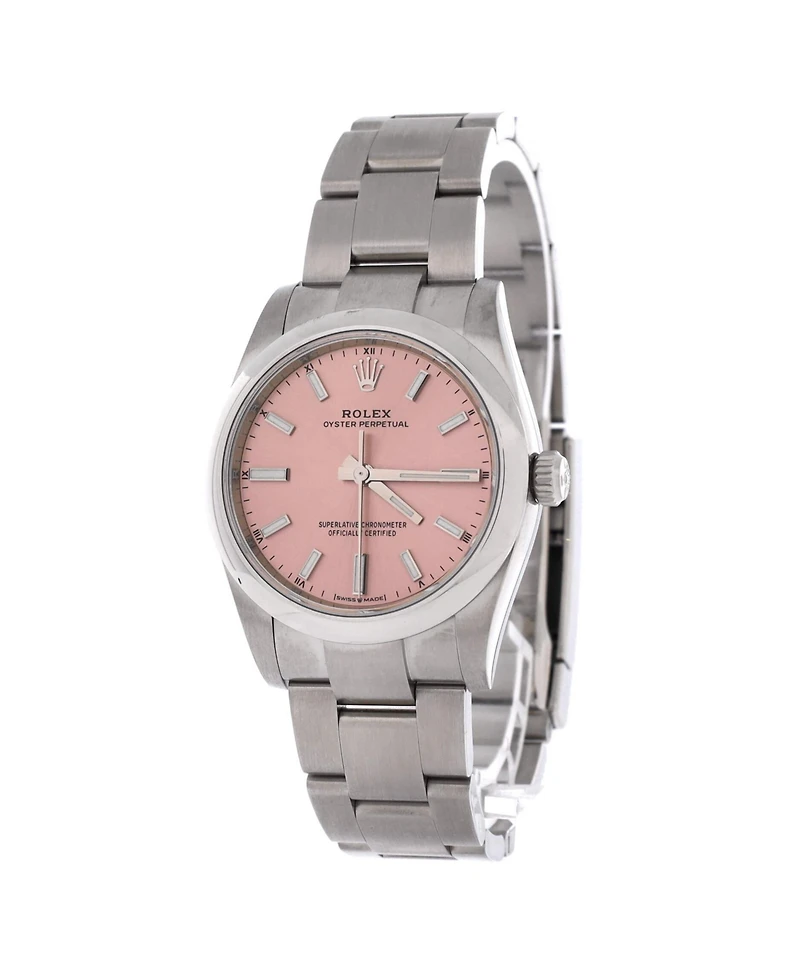Pre-Owned Rolex Oyster Perpetual Pink Automatic Watch in Stainless Steel 34mm