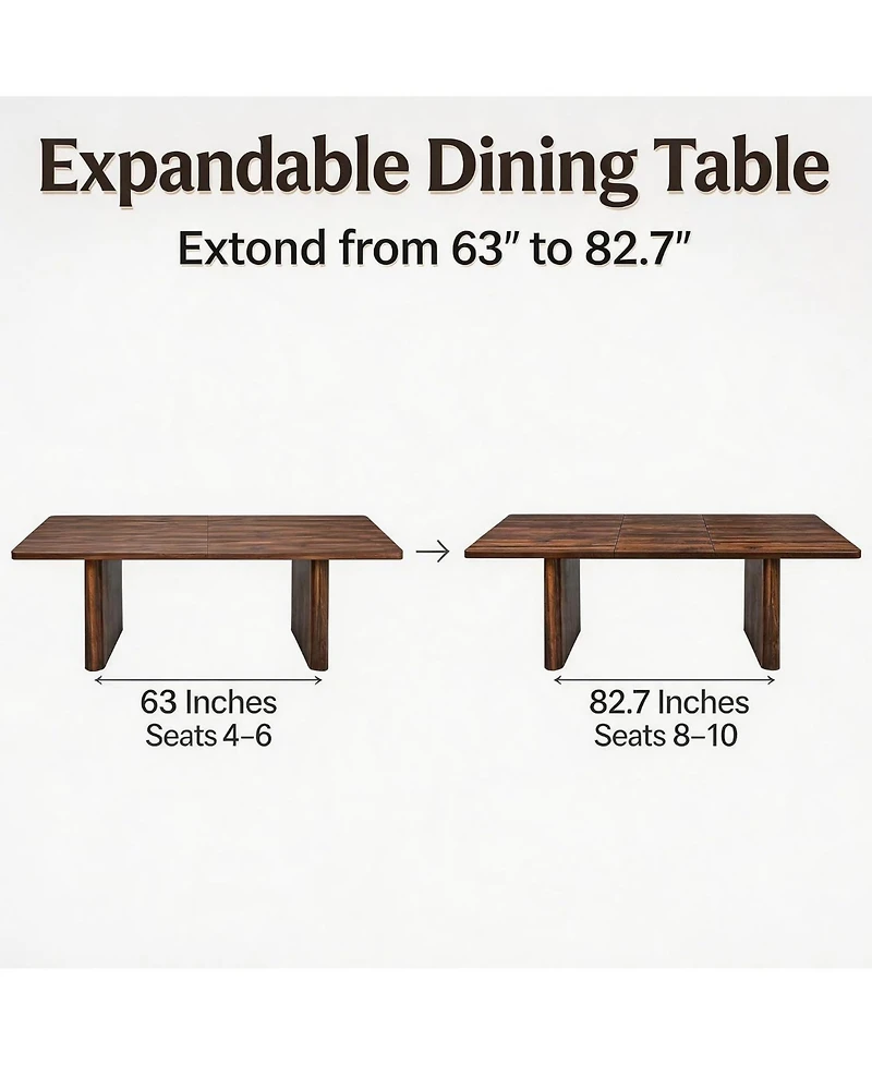 homfan Extendable Dining Table with Rounded Corners, Seats 8-10