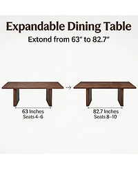 homfan Extendable Dining Table with Rounded Corners, Seats 8-10