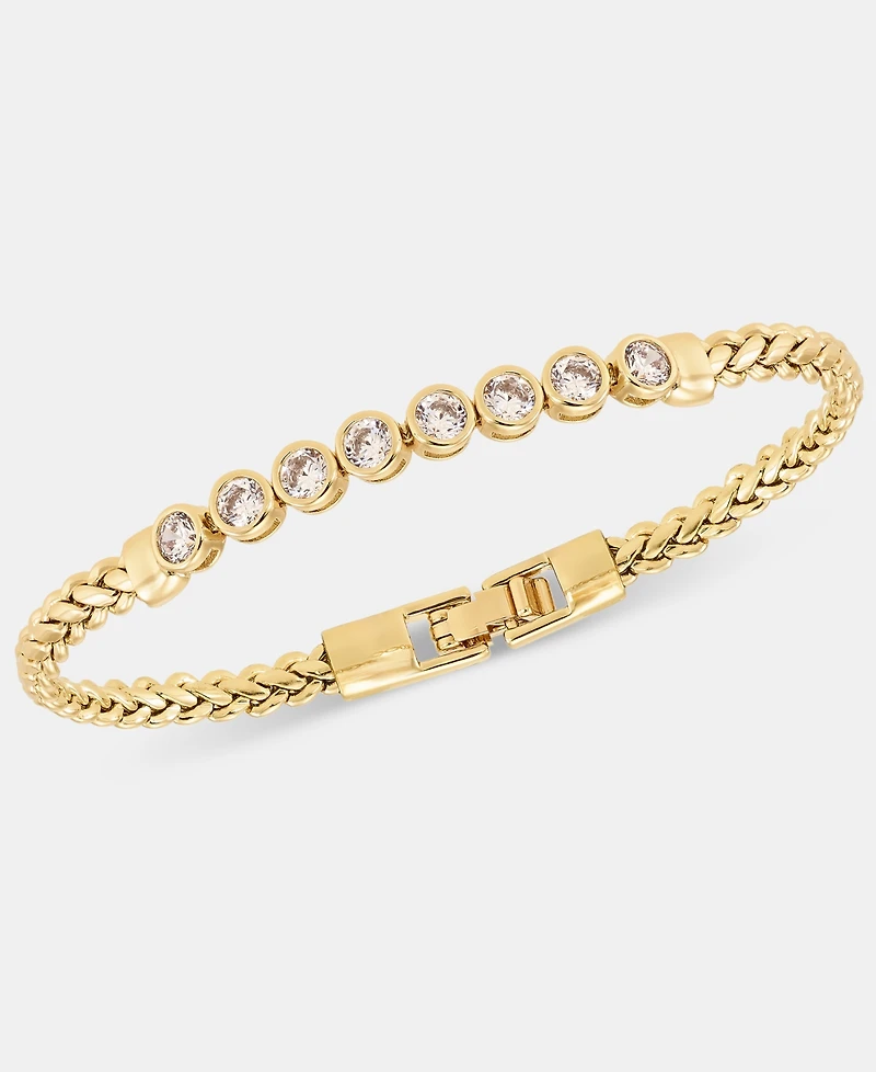 Lauren Ralph Lauren Cubic Zirconia Herringbone Chain Flex Bracelet