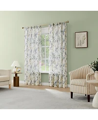 No. 918 Marcella Watercolor Botanical Semi-sheer Rod Pocket Curtain Panel