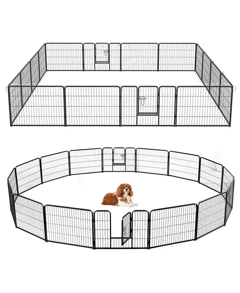 Hongge 16-Panel Metal Dog Playpen 24 in with Lockable Door and Customizable Configurations