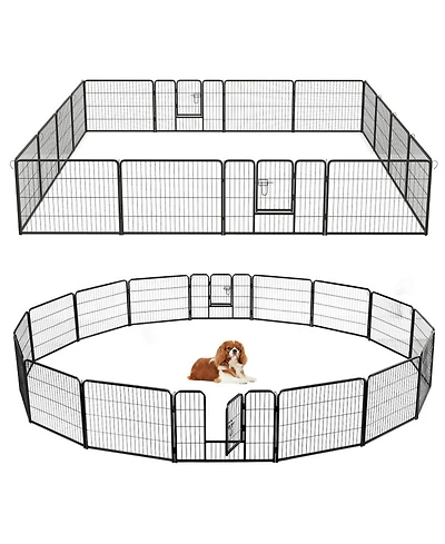 Hongge 16-Panel Metal Dog Playpen 24 in with Lockable Door and Customizable Configurations