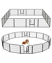 Hongge 16-Panel Metal Dog Playpen 24 in with Lockable Door and Customizable Configurations