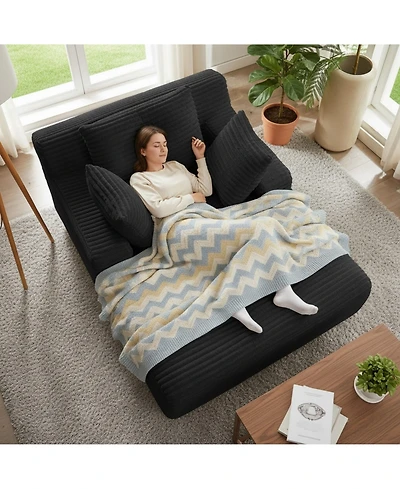 Sailvan Oversized Chaise Lounge Chair, Corduroy Upholstered Modern Sofa Couch,No Assembly Required