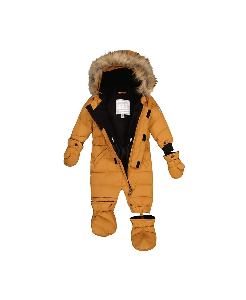 Deux par Baby Unisex 6M To 24M Original One Piece Puffy Snowsuit with Removable Mittens and Boots Sugar