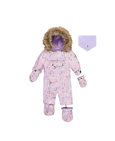 Deux par Baby Girls One Piece Snowsuit Adapted for Car Seats Cat Print