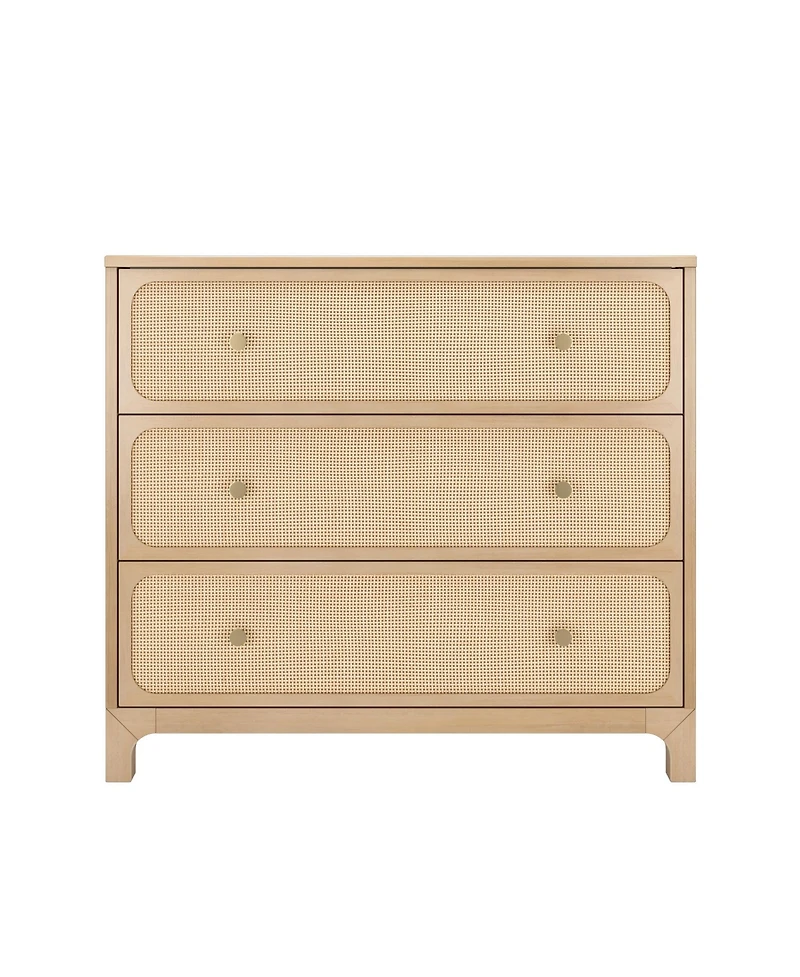 Plank+Beam Elio Rattan Drawer Dresser with Brass Knob