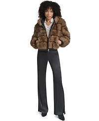 Karl Lagerfeld Paris Women's Hooded Faux Fur Bomber Jacket