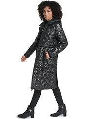 Karl Lagerfeld Paris Women's Hooded Anorak Star Quilted Coat