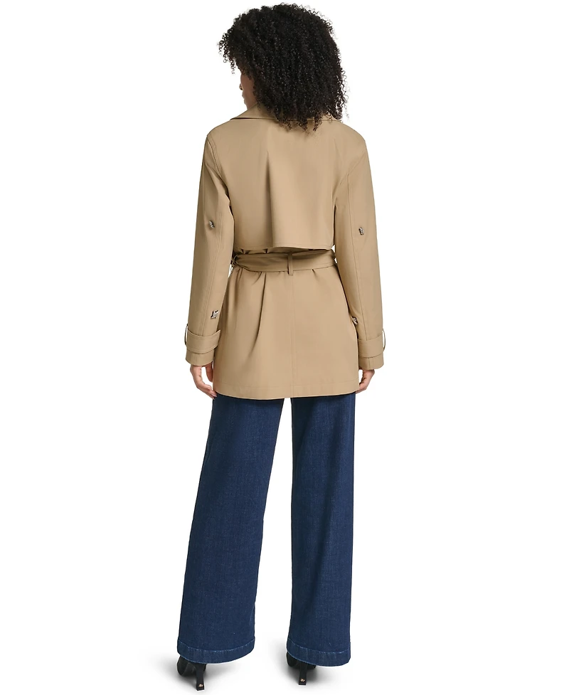 Karl Lagerfeld Paris Women's Embellished Belted Trench Coat
