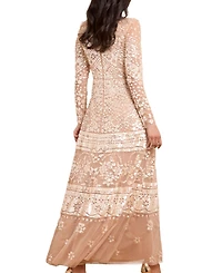 Needle & Thread Women's Aurora Sequin Long-Sleeve Gown
