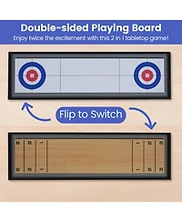 Hongge Shuffleboard and Curling 2-in-1 Tabletop Board Game with 8 Rolling Pucks Ages 6+
