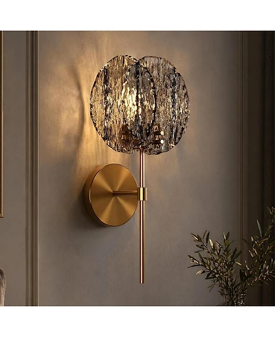 Tribesigns 15" Modern Wall Sconce, Bathroom Wall Light Fixture with Smoke Glass Shade, Ul Listed