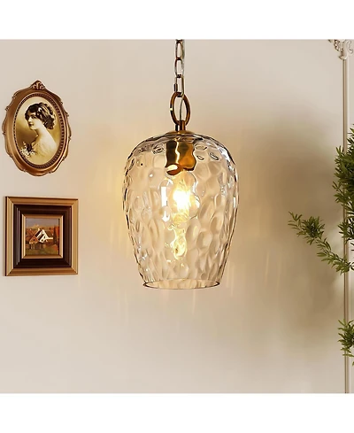 Tribesigns Hammered Glass Pendant Light with Adjustable 60-Inch Chain, Rippled Single Pendant Lighting, E26 Base Modern Hanging Light