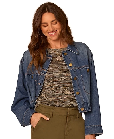 Democracy Petite Stand Collar Button-Front Jacket