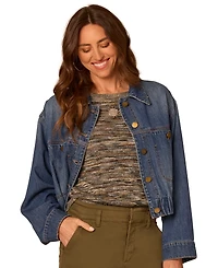 Democracy Petite Stand Collar Button-Front Jacket