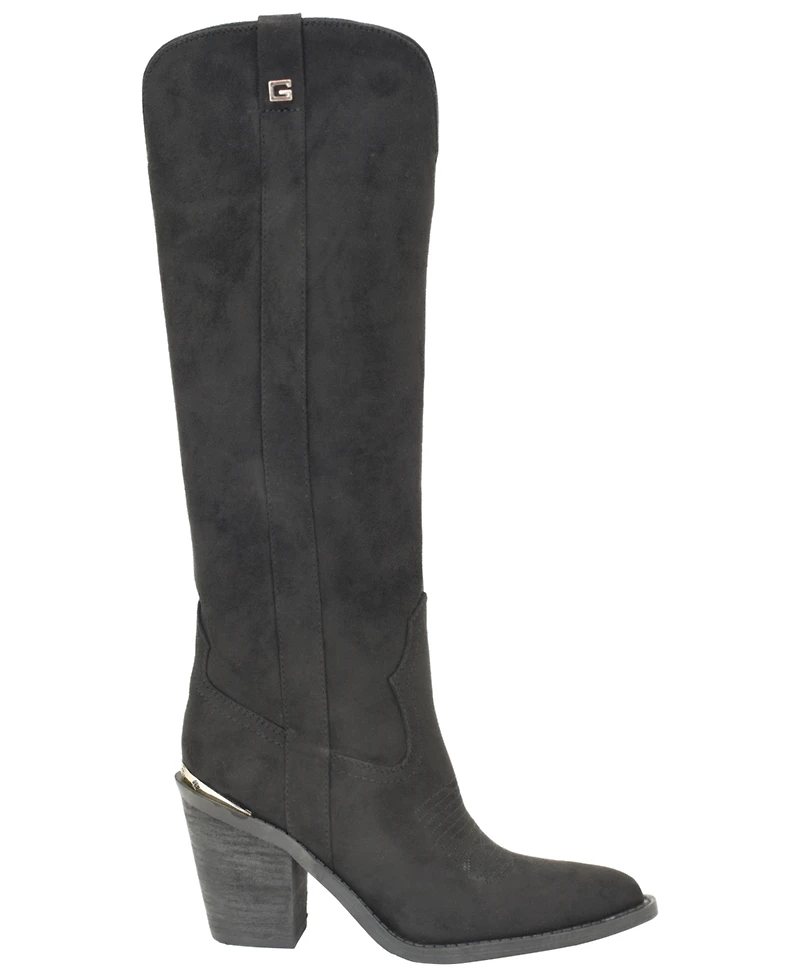 Guess Women's Sashon Wide-Calf Knee-High Topstitched Western Boots