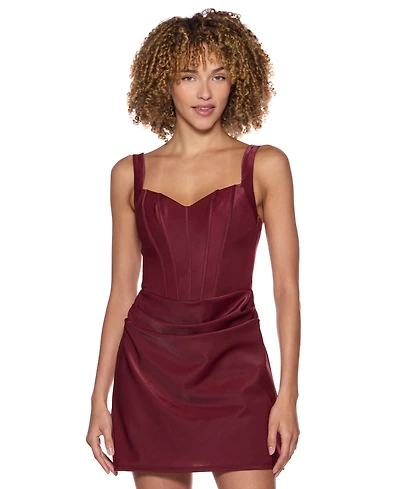 B Darlin Juniors' Sweetheart-Neckline Corset-Bodice Draped-Skirt Dress