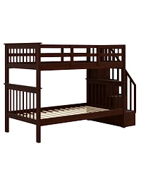 Streamdale Furniture Twin-Over-Twin Stairway Bunk Bed with Storage and Guard Rail