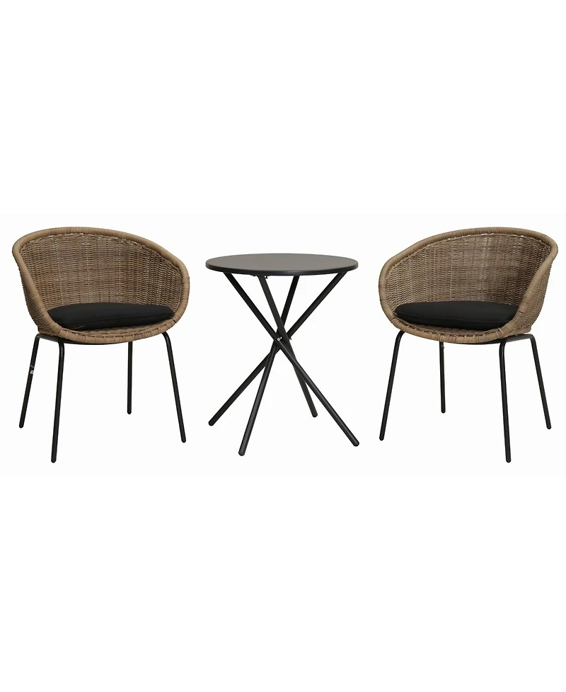 Streamdale Furniture Set of 2 Outdoor Wicker Rattan Bucket Chairs with Cushions
