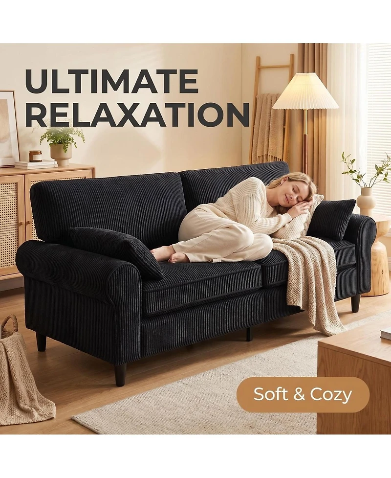 Streamdale Furniture 80.7" Corduroy 2-Seater Loveseat with Rolled Armrests