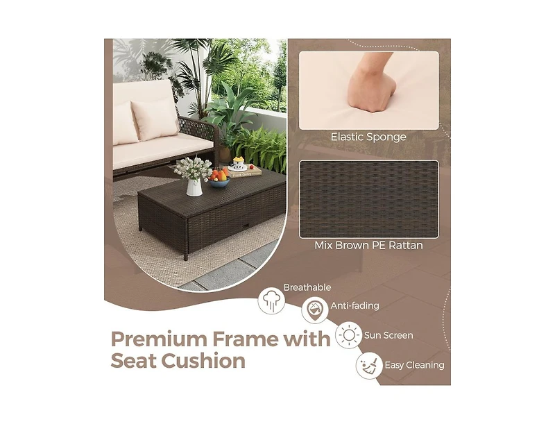 Boyel Living Patio Adjustable Wicker Daybed with 4-Level Backrest and Soft Cushions