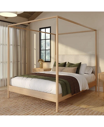 Plank+Beam Harbor Queen Canopy Bed with Upholstered Headboard