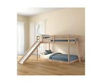 Grain & Grove Bear Plywood Twin/Twin Low Bunk With Slide