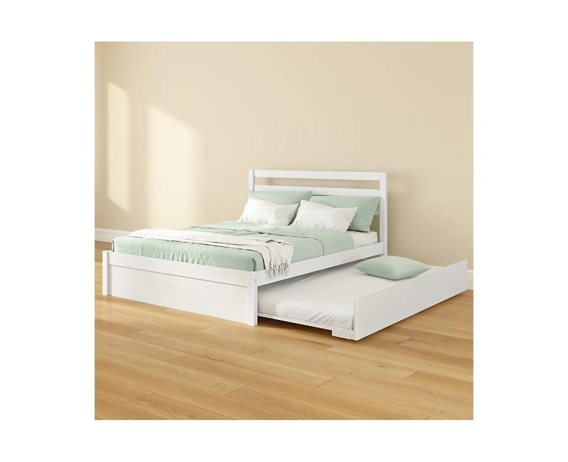 Grain & Grove Bear Full Single Bed With Trundle, Brushed