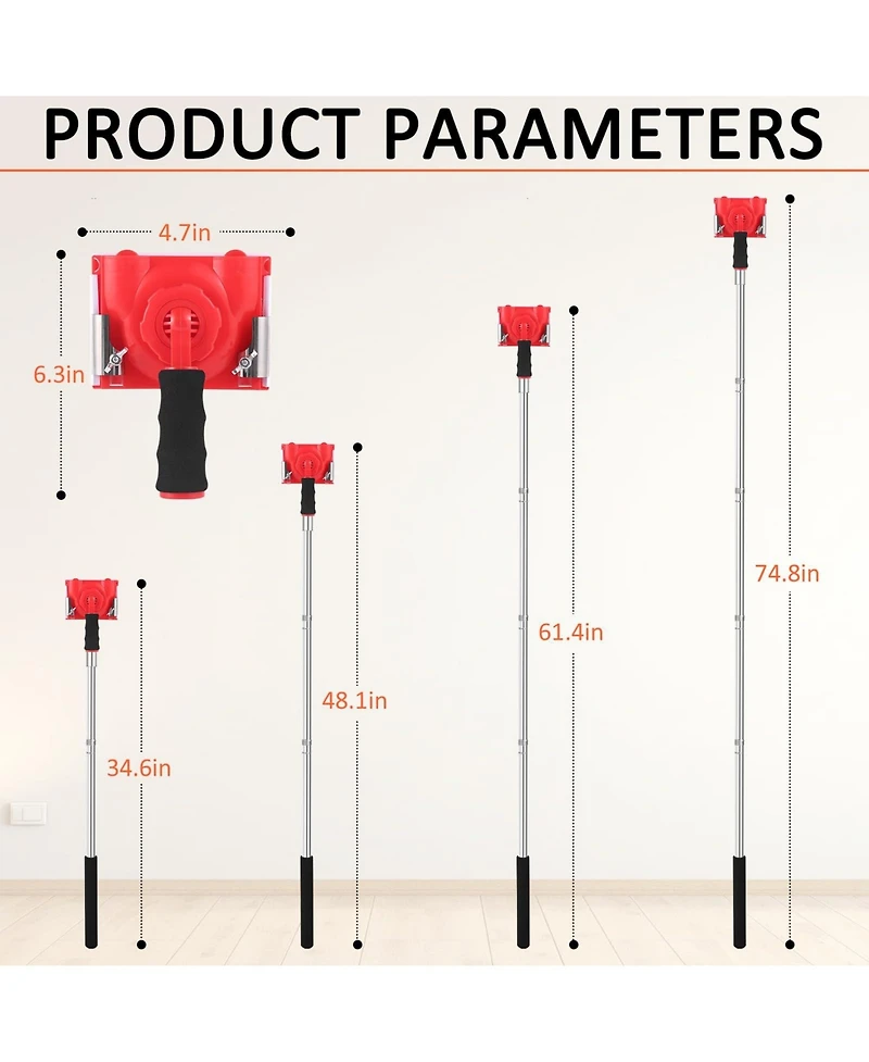 Xdovet Paint Edge Trimmer Extension Pole Adjustable Handle Replaceable Pads