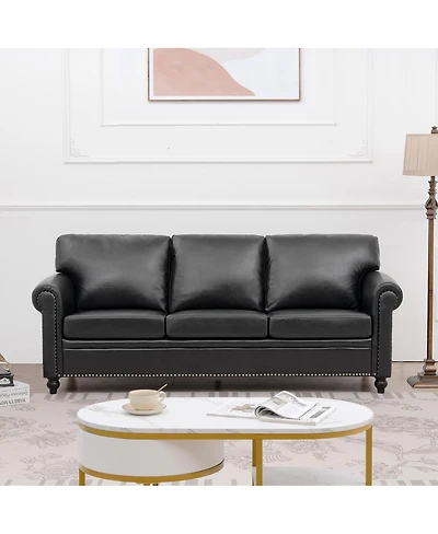 Streamdale Furniture Elegant Pine Wood Armchair with Silver Nailhead Trim and Detachable Cushion