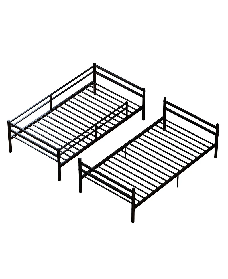 Streamdale Furniture Twin Over Twin Metal Bunk Bed with Ladder and Guardrails