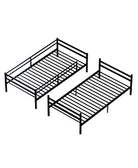Streamdale Furniture Twin Over Twin Metal Bunk Bed with Ladder and Guardrails