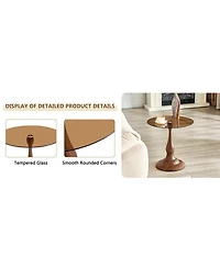 Streamdale Furniture 19.6" Round Glass Side Table with Metal Frame