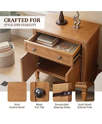 Streamdale Furniture Farmhouse Nightstand with Charging Station, Drawer, and Storage Cabinet