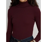 Lauren Ralph Petite Ribbed Slim-Fit Cotton-Blend Turtleneck Sweater