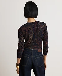 Lauren Ralph Petite Paisley Cotton-Modal Crewneck Sweater