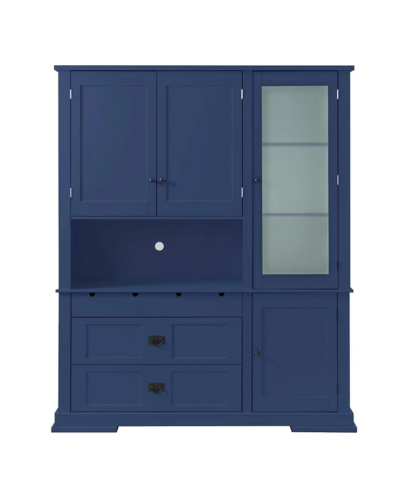 Streamdale Furniture Traditional 63.3" Freestanding Kitchen Pantry Cabinet with Hutch