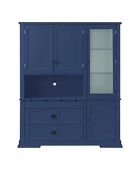 Streamdale Furniture Traditional 63.3" Freestanding Kitchen Pantry Cabinet with Hutch