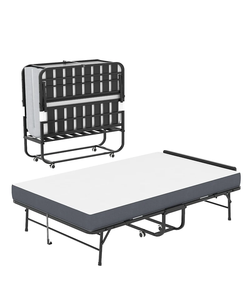 Streamdale Furniture 75"x46" Extra Long Folding Bed with 5" Memory Foam Mattress and Adjustable Head