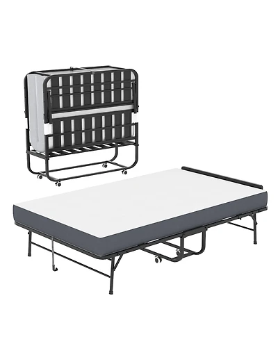 Streamdale Furniture 75"x46" Extra Long Folding Bed with 5" Memory Foam Mattress and Adjustable Head