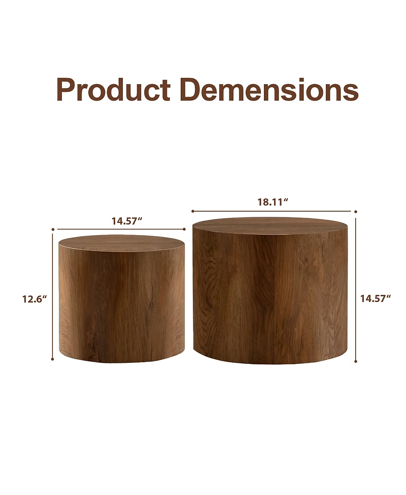 Streamdale Furniture 2-Piece Modern Round Nesting Coffee Table Set