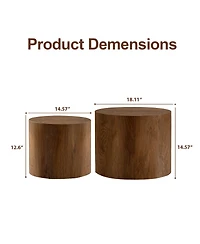 Streamdale Furniture 2-Piece Modern Round Nesting Coffee Table Set