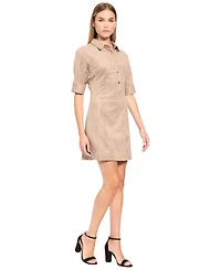 Luxely Women's Collared Button-Front Short-Sleeve Shirt Dress