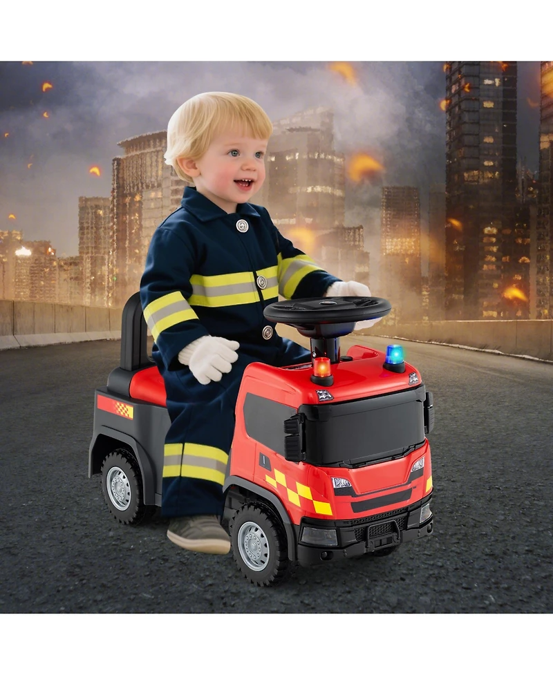 Slickblue Kids Ride-On Truck Toy with Steering Wheel, Lights and Music