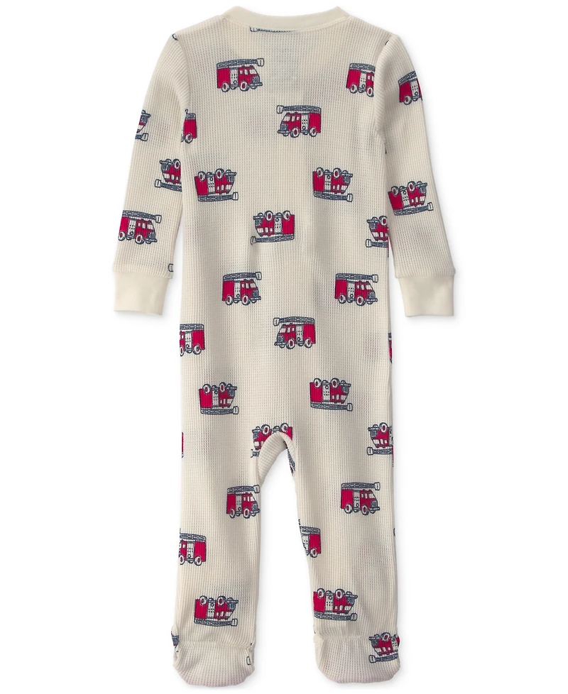 Carters Baby Boys' Firetrucks Thermal Snug Fit Footed Long-Sleeve Pajama