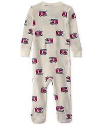 Carters Baby Boys' Firetrucks Thermal Snug Fit Footed Long-Sleeve Pajama
