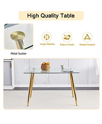 Streamdale Furniture Modern Minimalist Rectangular Glass Dining Table, 51" x 31" x 30