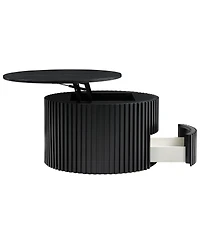Streamdale Furniture Round Fluted Wood Lift Top Coffee Table with Hidden Storage